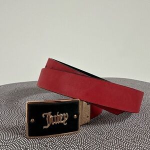 Juicy Couture Reversible Red and Black Belt with Black and Gold Buckle